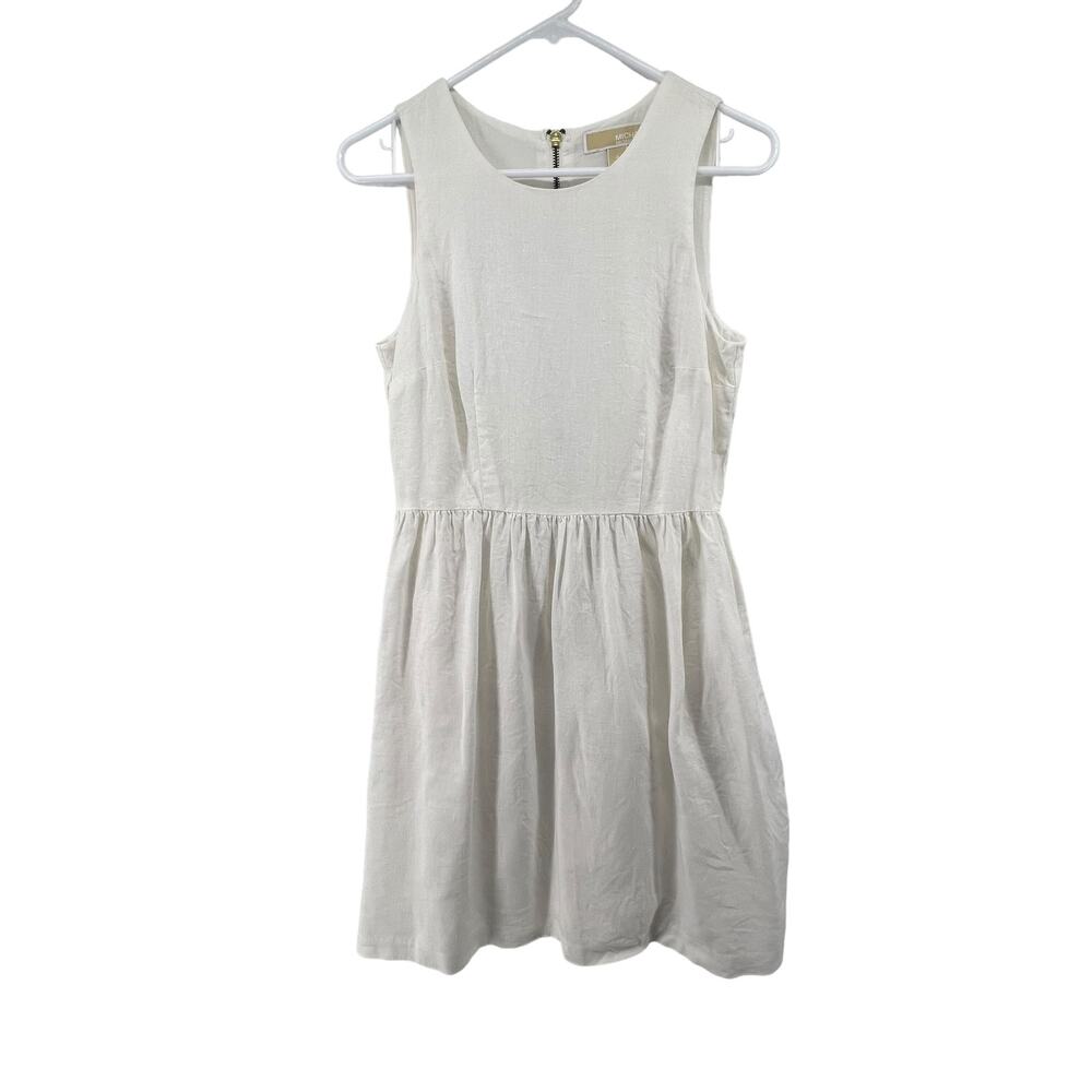 Michael Michael Kors Dress Size 4 100% Linen Fit and Flare Lined Back Zipper